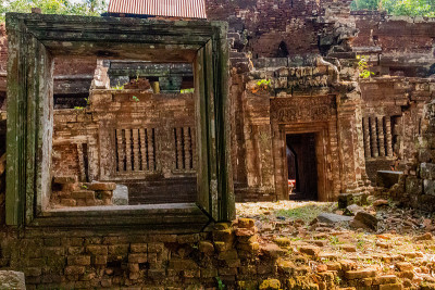 Vat Phou khmer寺庙废墟在Champasak，老挝