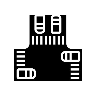 十字路口与汽车字形图标矢量插图