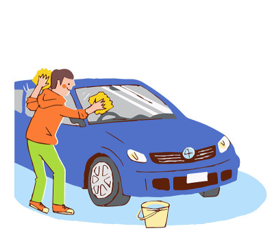 男人们用手洗私家车