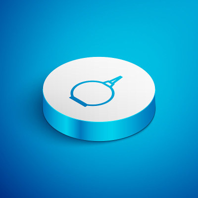 Isometric line Enema icon isolated on blue backgro