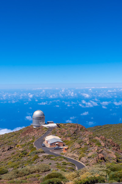 加那利群岛，拉帕尔马，塔布里恩特火山口顶部，Roque de los Muchachos国家公园的望