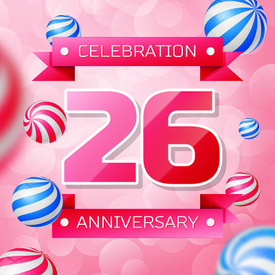 Realistic Twenty six 26 Years Anniversary Celebrat