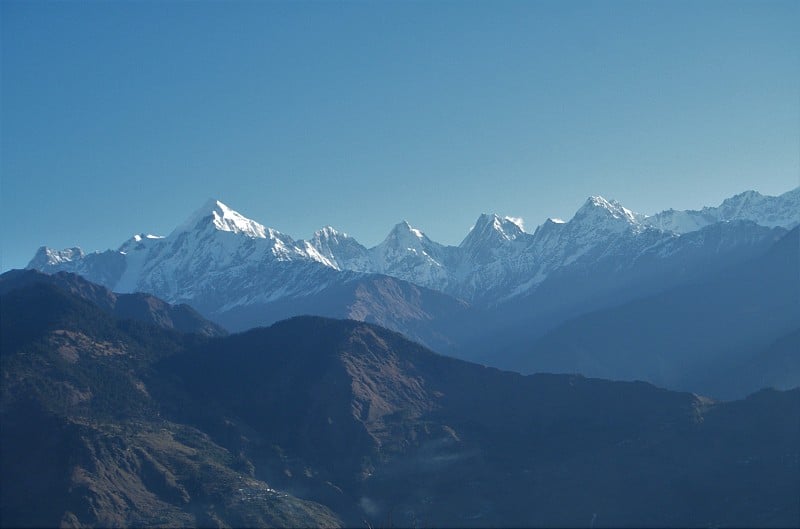 印度的雪峰和小山站