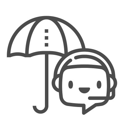 聊天机器人伞，方形直线矢量图标。
