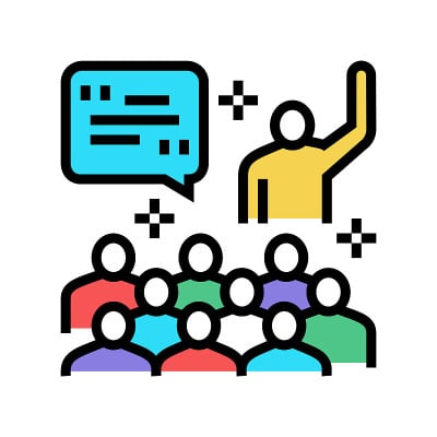 会员论坛回答问题颜色图标矢量插图