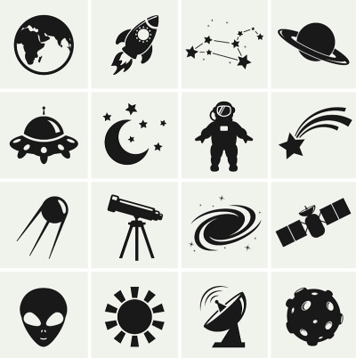 太空和天文学图标。向量集。