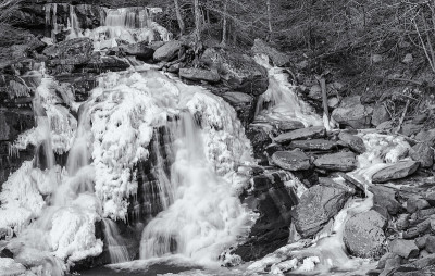 Bastion Falls Winter B&W