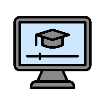 实时和流相关的计算机屏幕与奖学金帽矢量与可编辑的笔触，