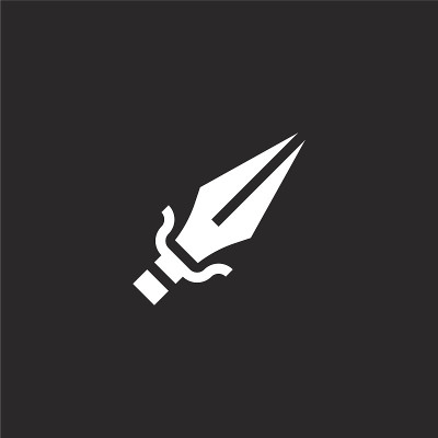 武器图标。充满武器图标的网站设计和移动，应用程序开发。武器图标从充满武术收集孤立的黑色背景。