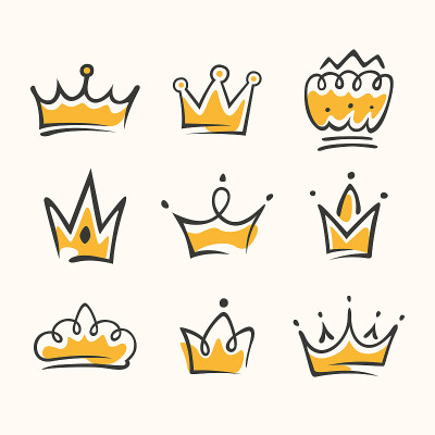 Graphic modernist element drawn by hand. royal cro