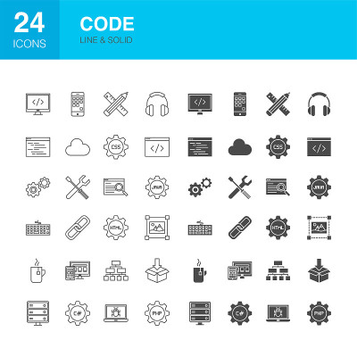 Code Line Web Glyph Icons