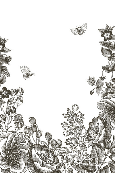 Wild flowers blossom branch background. Vintage bo