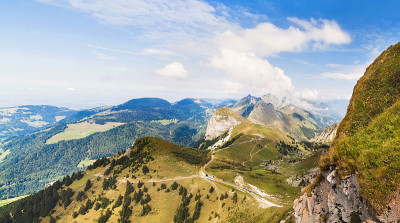 阿尔卑斯山的全景从Rochers de Naye，瑞士