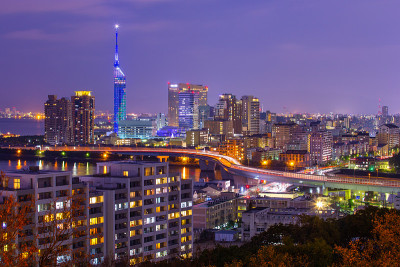 日本福冈市的夜景