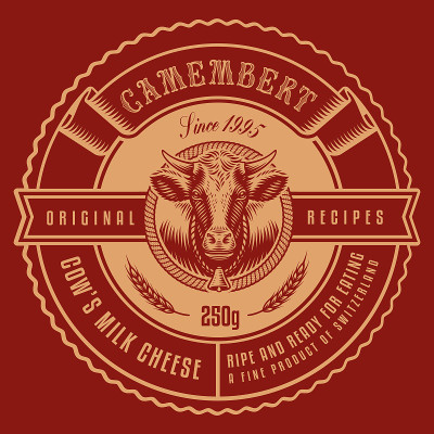 a round cheese label in vintage style