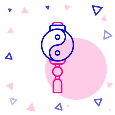 线条阴阳象征和谐与平衡，图标孤立在白色背景上。色彩斑斓的轮廓的概念。矢量图