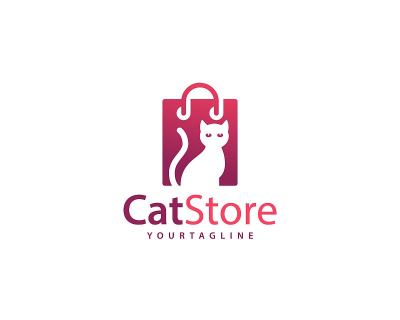 猫店品牌为猫店和宠物，可用于猫和所有类似的家猫购物店，全分层矢量和易于编辑和定制大小和颜色，几乎兼容