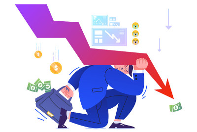 扁平商人在箭下抵抗金融危机或破产