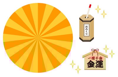 日本大尾寺，钱运气Ema，集中线背景资料。插图集向量。