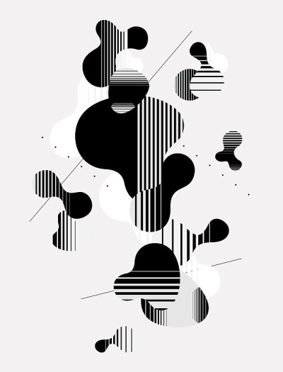 抽象几何插图与黑白条纹形状。