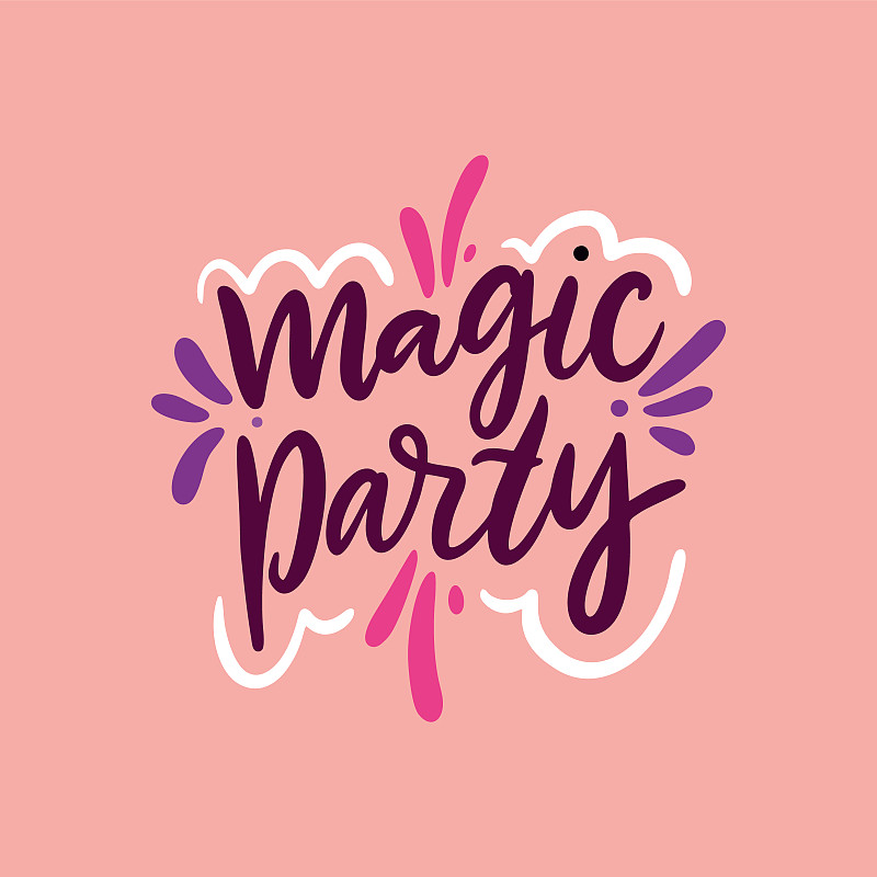 Magic party. Hand drawn vector illustration and le