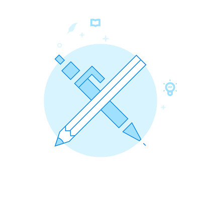 Crossed Pen and Pencil Flat Vector Illustration, I