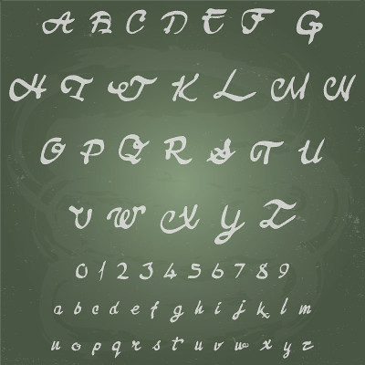 用粉笔画在黑板上的字母和数字