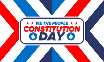 美国宪法日。节日，每年9月17日庆祝。国籍的一天。美国的一天。我们的人。爱国的美国元素。海报，卡片，