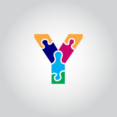 多色拼图Y标志向量现代插图模板