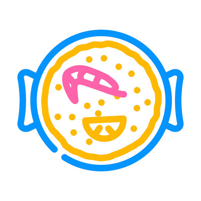 西班牙海鲜饭颜色图标矢量插图