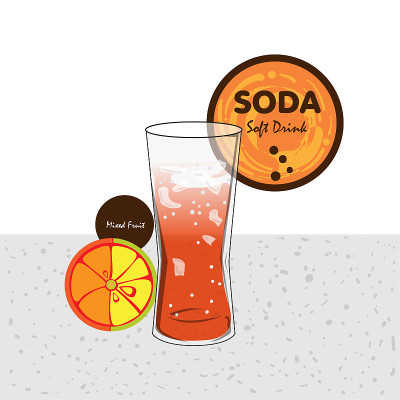 汽水饮料水果图形杯