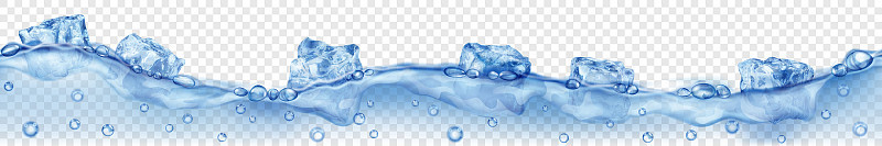 Banner with ice cubes floating in water
