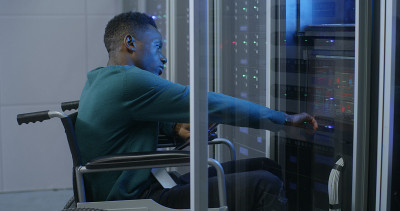 Technician working in data center