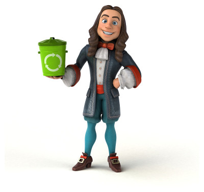 3D插图的卡通人在历史巴洛克服装