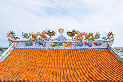 中国龙在寺庙上