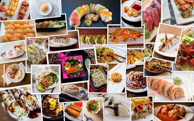 日本料理食物拼贴