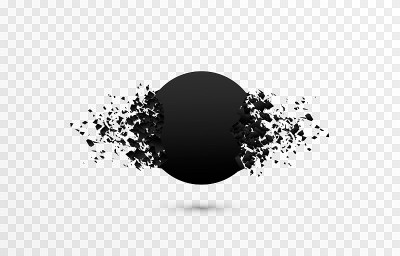 爆炸性的旗帜。破坏png形状。数字爆炸，分解成小颗粒。