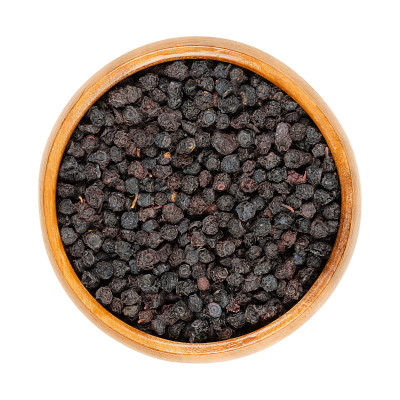 干越桔，欧洲蓝莓，装在木碗里