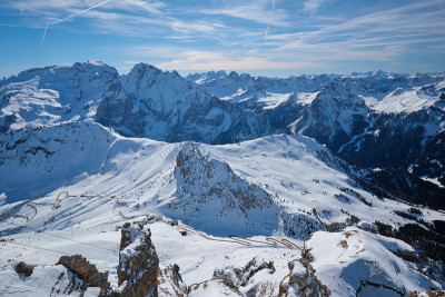 意大利Dolomites的滑雪胜地