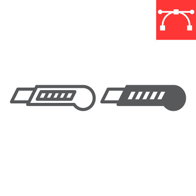 文具刀线和图标字形