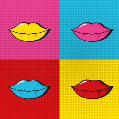 Pop art sexy lips colorful frames