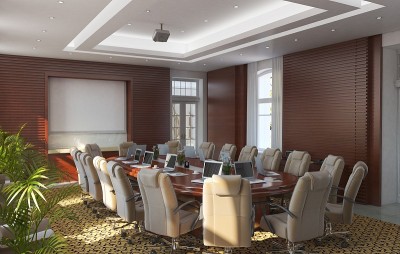 会议室，会议室，室内可视化，3D插图