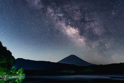 夏日里的银河和富士山