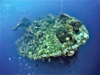 Famous wreck ship Fujikawa maru in Truk lagoon