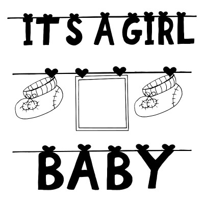 frame, booties and letters it is a girl hang on cl