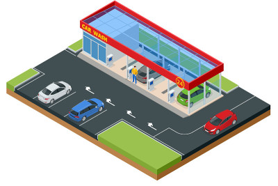 等距洗车服务。创新的自助洗车。工人24小时自助洗车。