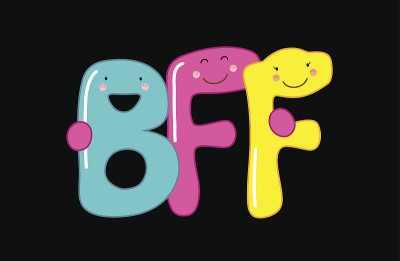 可爱的微笑卡通字母BFF(最好的朋友永远