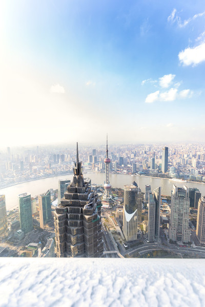 中国上海陆家嘴金融区鸟瞰图