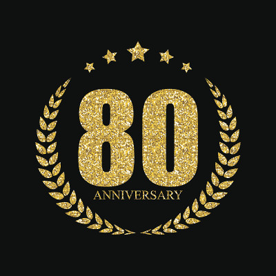 模板80周年矢量插图