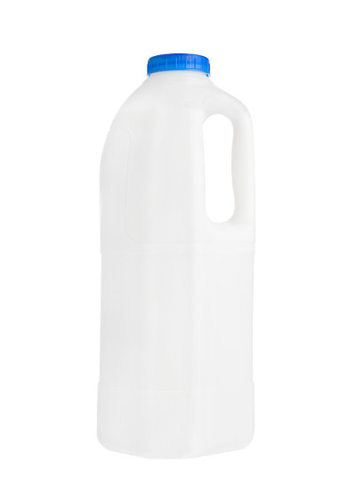 塑料牛奶加仑容器隔离在白色